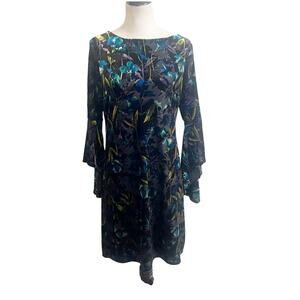 The Limited Collection Velvet Burnout Dress Flare Sleeve Knee Length Size Med